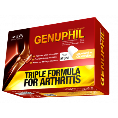 GENUPHIL ( CHONDROITIN 300 MG + GLUCOSAMINE 375 MG + METHYL SULPHONYL METHANE 375 MG ) 50 FILM-COATED TABLETS